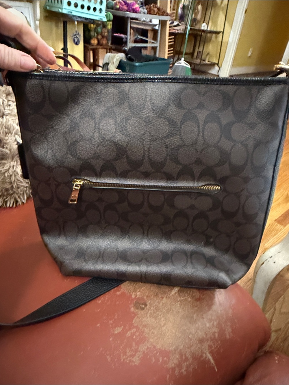 Coach Brown Signature Crossbody with Gold Logo - Picture 4 of 12